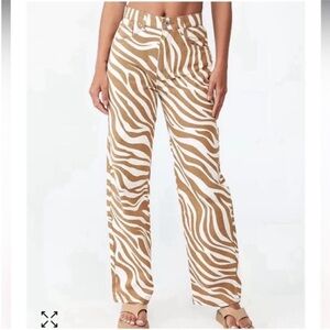 Cotton On zebra print loose straight leg jeans 90s Y2K animal print